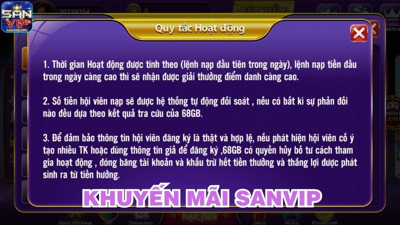 Điều kiện để tham gia nhận khuyến mãi Sanvip Điều kiện để tham gia nhận khuyến mãi Sanvip