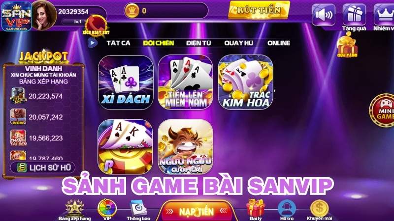 Sảnh game bài đổi thưởng Sanvip Sảnh game bài đổi thưởng Sanvip